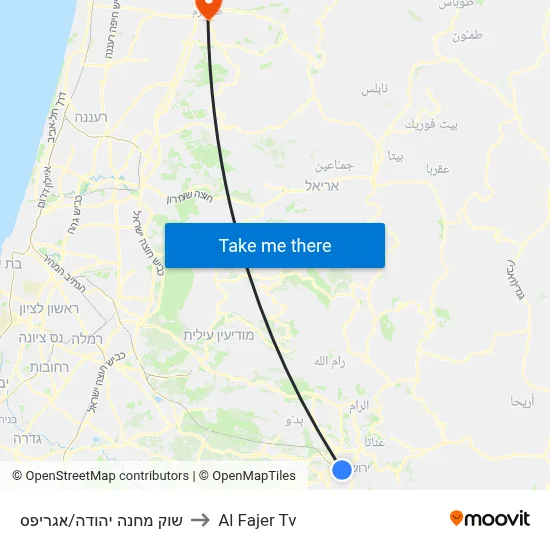 Mahane Yehuda Market/Agripas to Al Fajer TV map