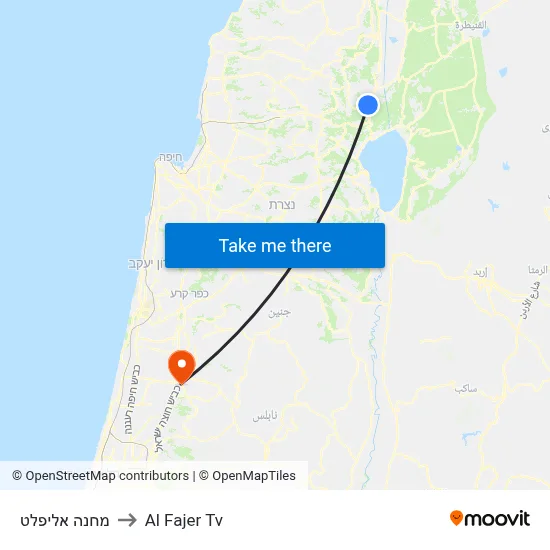 Camp Elipelet to Al Fajer TV map