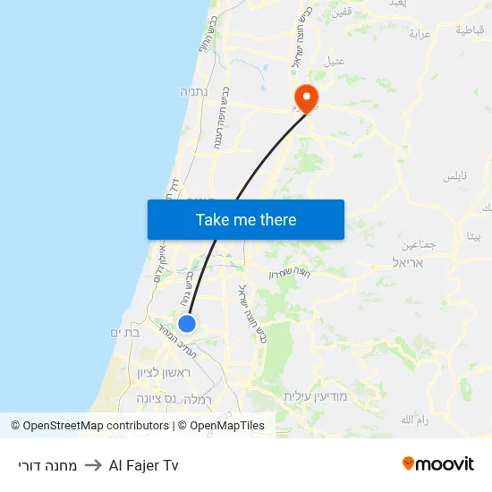 Camp Dori to Al Fajer TV map