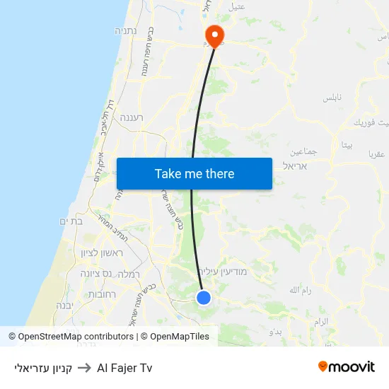 Azrieli Mall to Al Fajer TV map