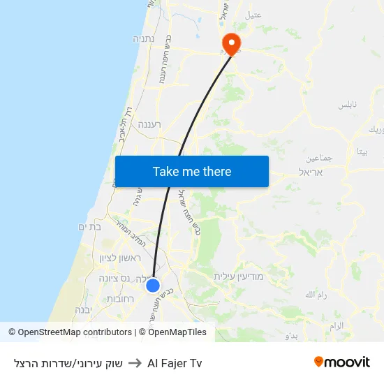 Shuk Ironi/Herzl Boulevard to Al Fajer TV map