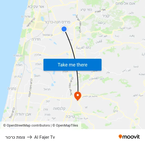 Karkur Junction to Al Fajer TV map