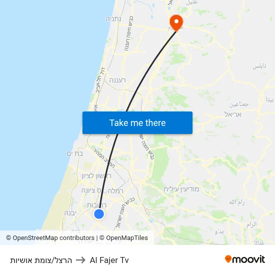 Herzl/Oshiot Junction to Al Fajer TV map