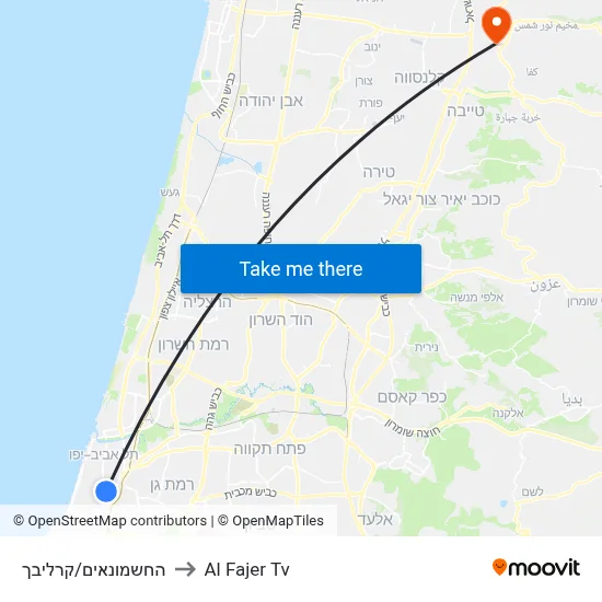 HaChashmonaim/Karalich to Al Fajer TV map