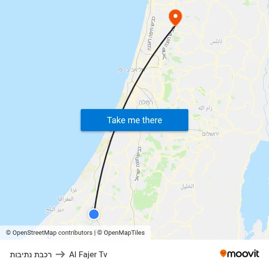 Netivot Railway Station to Al Fajer TV map