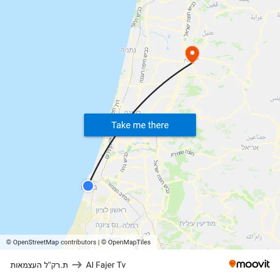 Independence Light Rail Station to Al Fajer TV map