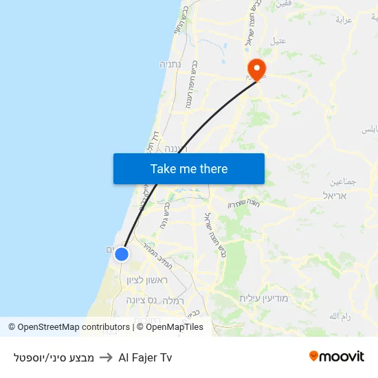 Mivtza Sinai/Yoseftal to Al Fajer TV map
