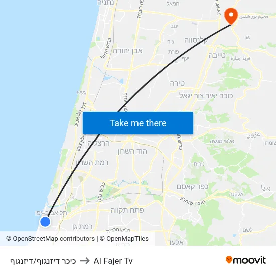 Dizengoff Square/Dizengoff to Al Fajer TV map
