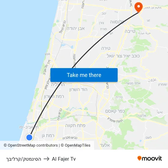 Cinematheque/Karlibach to Al Fajer TV map