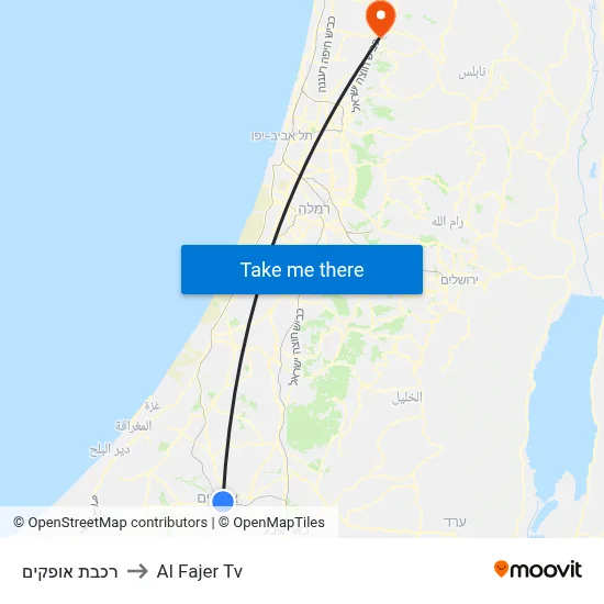 Ofakim Railway Station to Al Fajer TV map