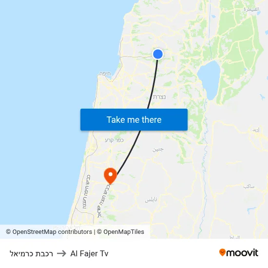 Carmiel Railway Station to Al Fajer TV map