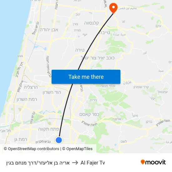 Aryeh Ben Eliezer/Menachem Begin Road to Al Fajer TV map
