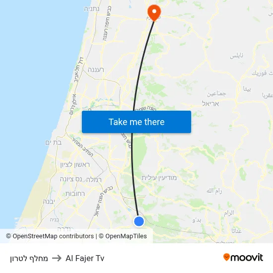 Latrun Interchange to Al Fajer TV map