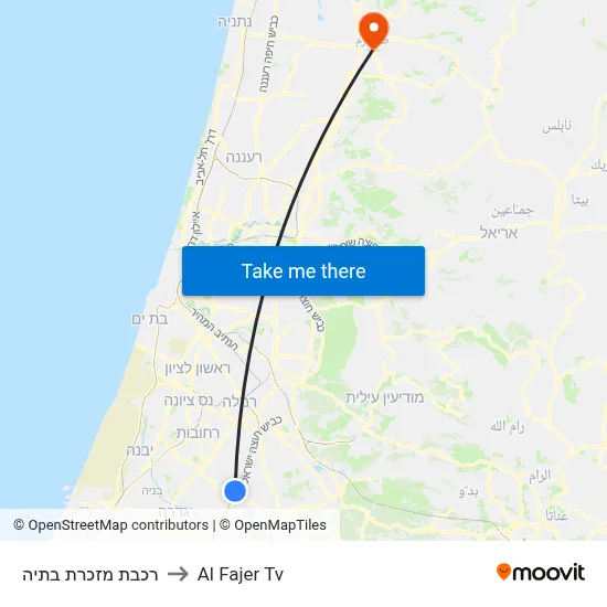 Mazkeret Batya Station to Al Fajer TV map