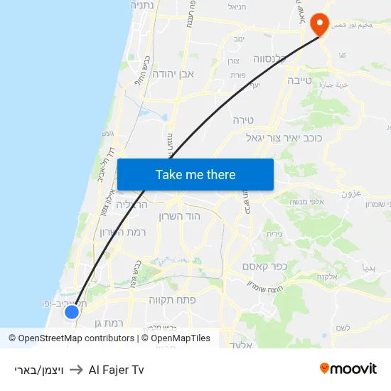 Weizmann/Be'eri to Al Fajer TV map