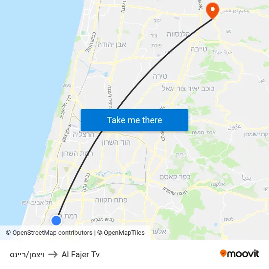 Weizmann/Reines to Al Fajer TV map