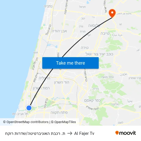 University Railway Station/Rokach Boulevard to Al Fajer TV map