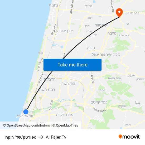 Sportek/Rokach Blvd to Al Fajer TV map