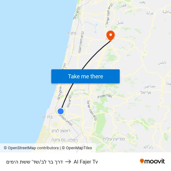 Bar Lev Road/Six Day War Blvd to Al Fajer TV map