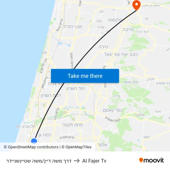 Moshe Dayan Road/Moshe Steinschneider to Al Fajer TV map