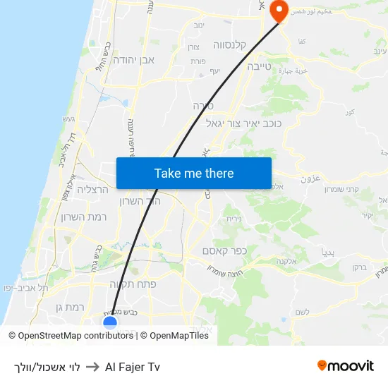 Levi Eshkol/Walach to Al Fajer TV map