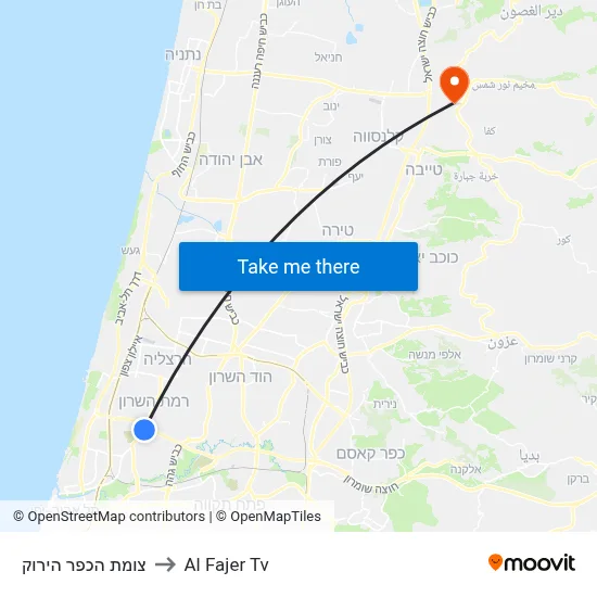 Green Village Junction to Al Fajer TV map