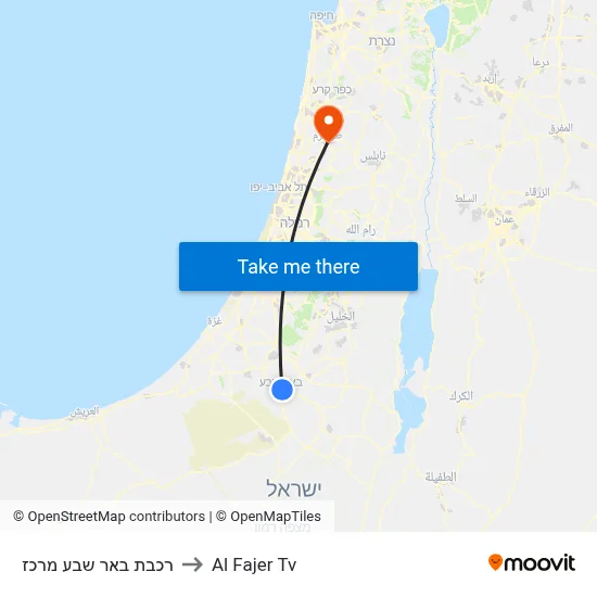 Beer Sheva Central Station to Al Fajer TV map