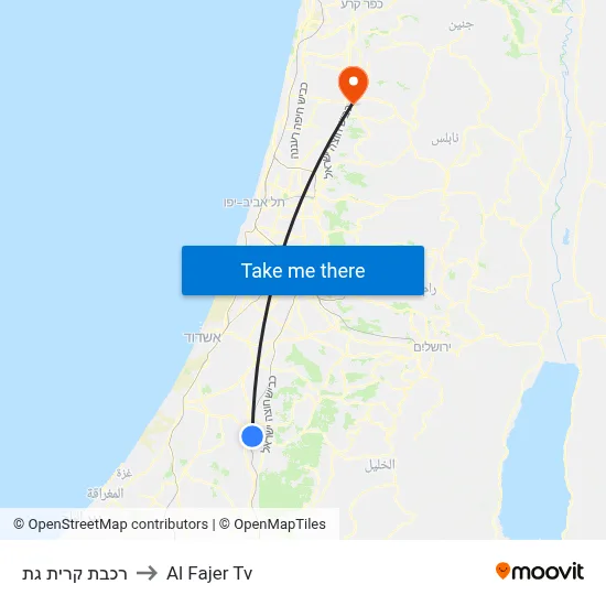 Kiryat Gat Railway to Al Fajer TV map