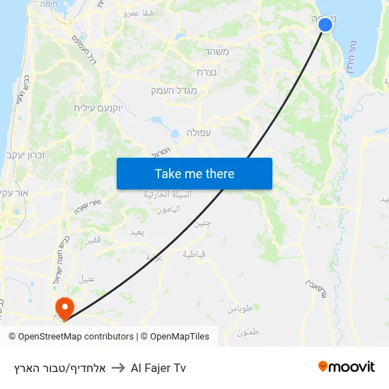 Alhadif/Center of the Land to Al Fajer TV map