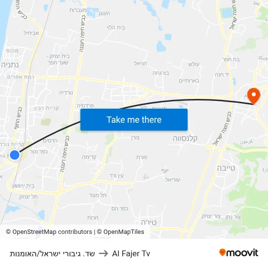 Giborei Israel Ave/HaOmanut to Al Fajer TV map