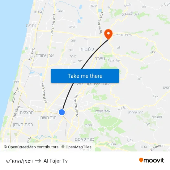 Weizmann/HaTaas to Al Fajer TV map