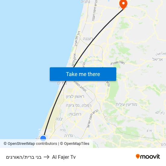 Bnei Brit/HaOrgim to Al Fajer TV map