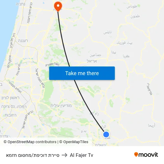 Duchifat Brigade/Hizma Checkpoint to Al Fajer TV map