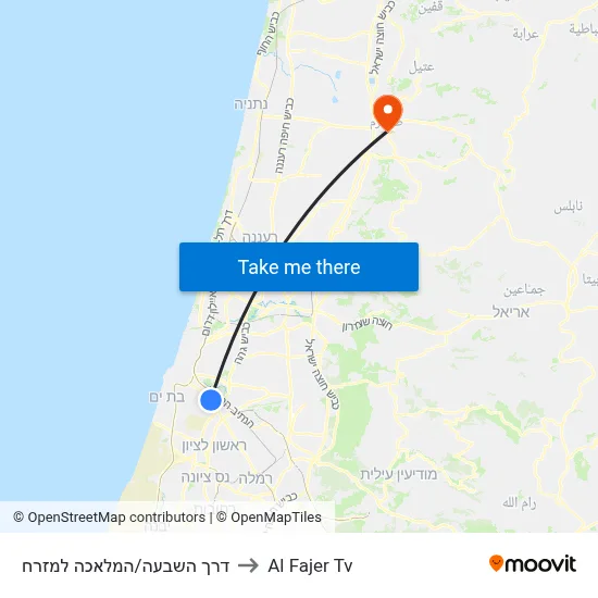 HaShiva Road/HaMelacha East to Al Fajer TV map