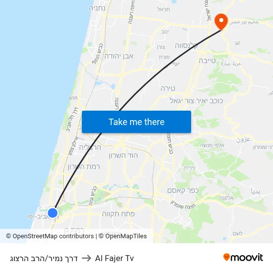 Namir Road/Rabbi Herzog to Al Fajer TV map