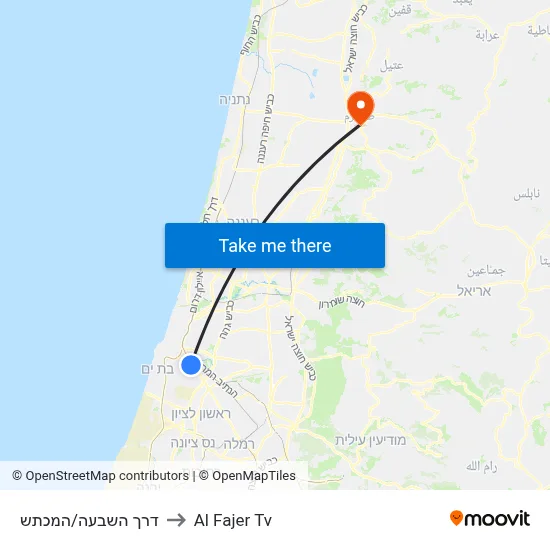 HaShiva Road/HaMachtesh to Al Fajer TV map