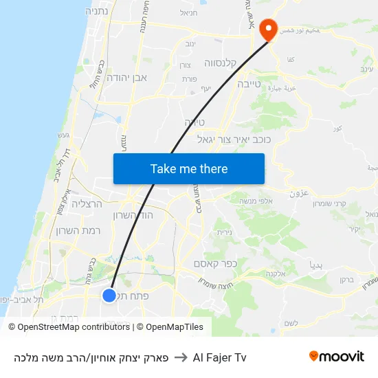 Isaac Ochion Park/Rabbi Moshe Malka to Al Fajer TV map