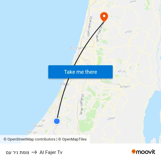 Nir Am Junction to Al Fajer TV map
