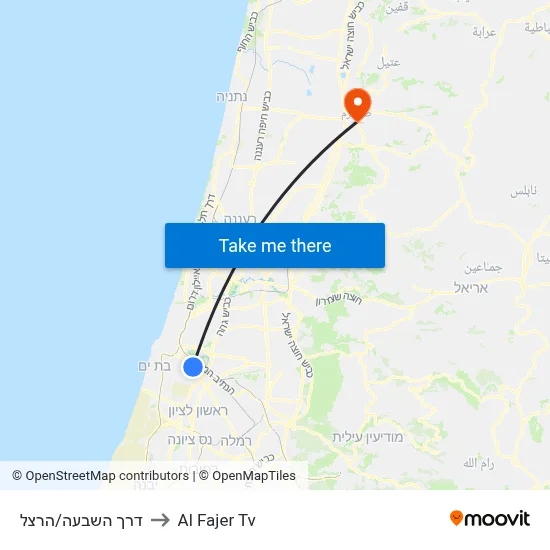 Hashiva Road/Herzl to Al Fajer TV map