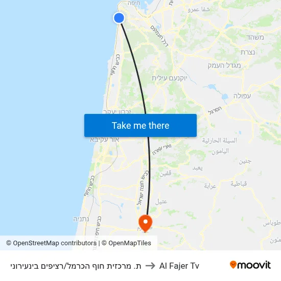 Carmel Beach Central Station/Intercity Platforms to Al Fajer TV map