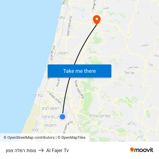 Ramla North Junction to Al Fajer TV map