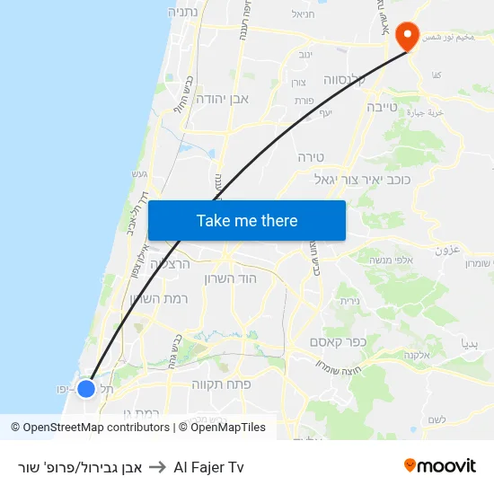 Ibn Gabirol/Prof. Shor to Al Fajer TV map