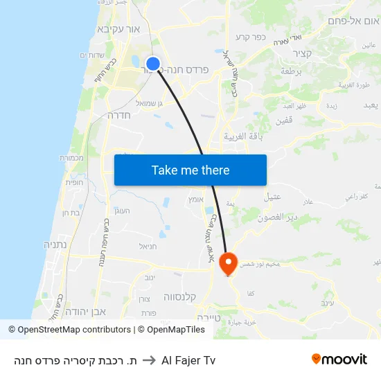 Caesarea-Pardes Hanna Railway Station to Al Fajer TV map