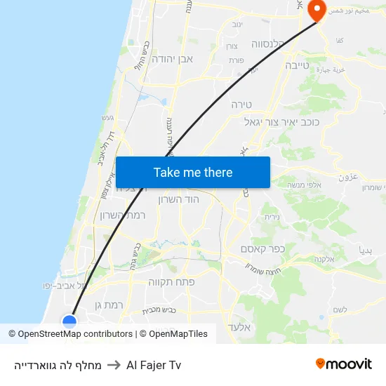 מחלף לה גווארדייה to Al Fajer Tv map