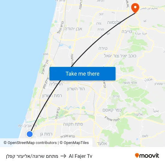 Sarona Complex/Eliezer Kaplan to Al Fajer TV map