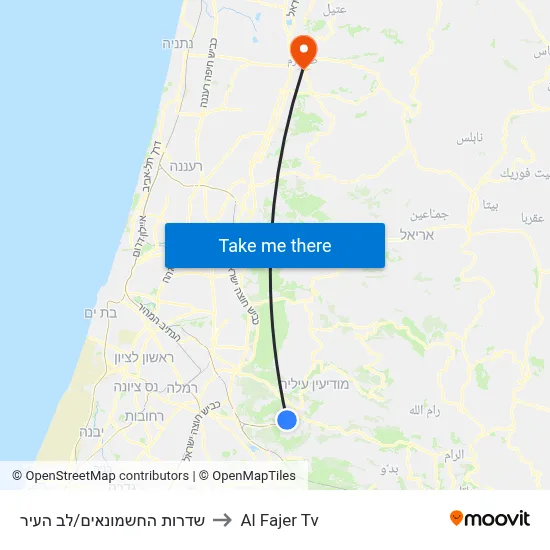 Hashmonaim Blvd/Lev HaIr to Al Fajer TV map