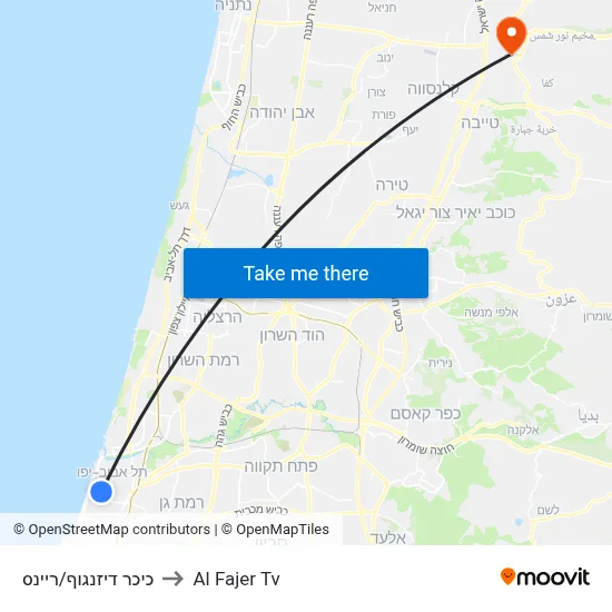 Dizengoff Square/Reines to Al Fajer TV map