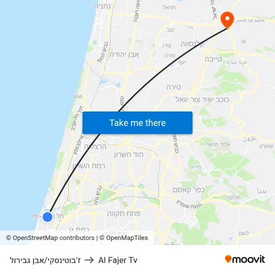 Jabotinsky/Ibn Gabirol to Al Fajer TV map
