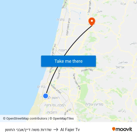 Moshe Dayan Boulevard/Avnei HaChoshen to Al Fajer TV map