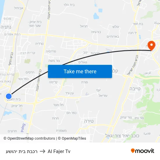 Beit Yehoshua Railway Station to Al Fajer TV map